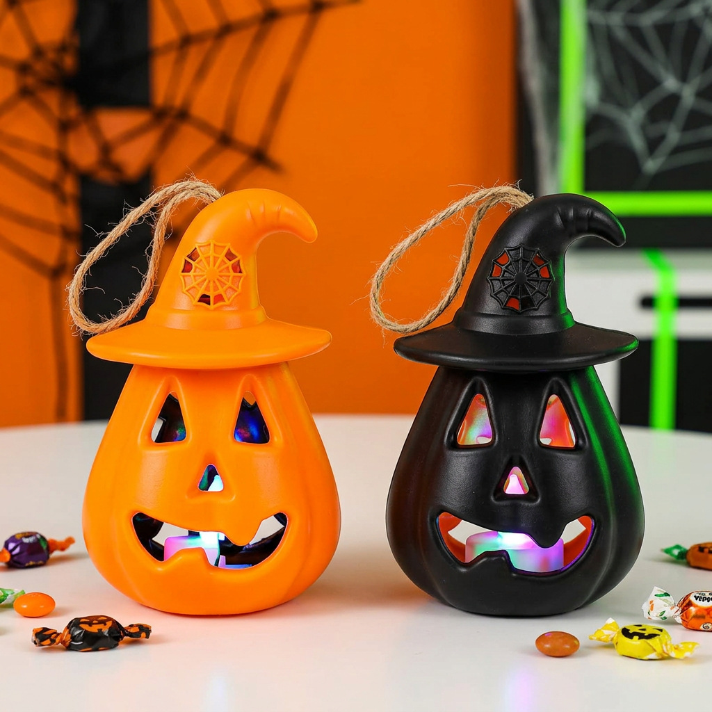 Pumpkin Lantern Halloween - Хэллоуинский декор: полый тыквенный фонарь, череп,