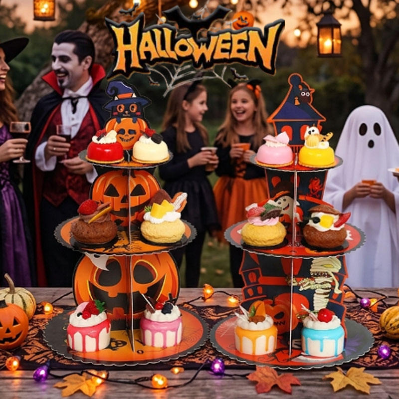 Spider Web Halloween Decoration - Набор из 1-4 шт. 3-ярусных подставок