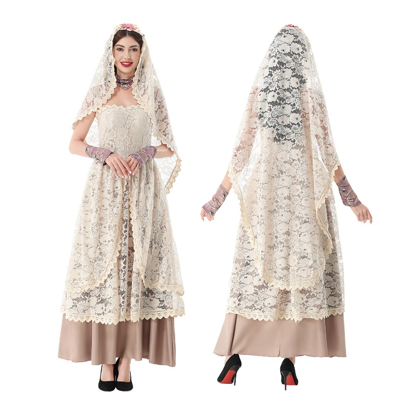 Halloween Costume Adult - Женское винтажное кружевное платье макси с