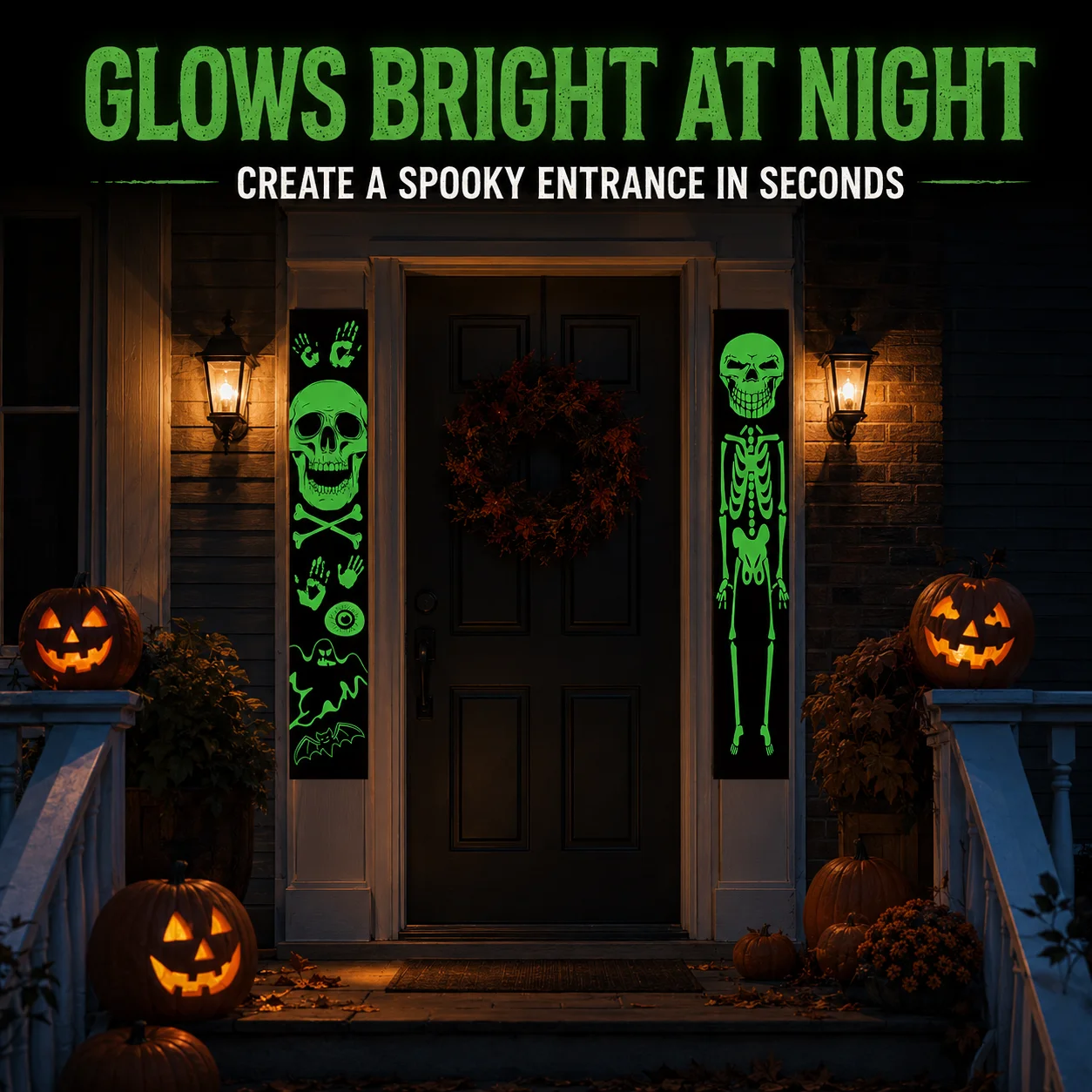 Halloween Skeleton Decoration - 2 шт. светящихся в темноте баннеров