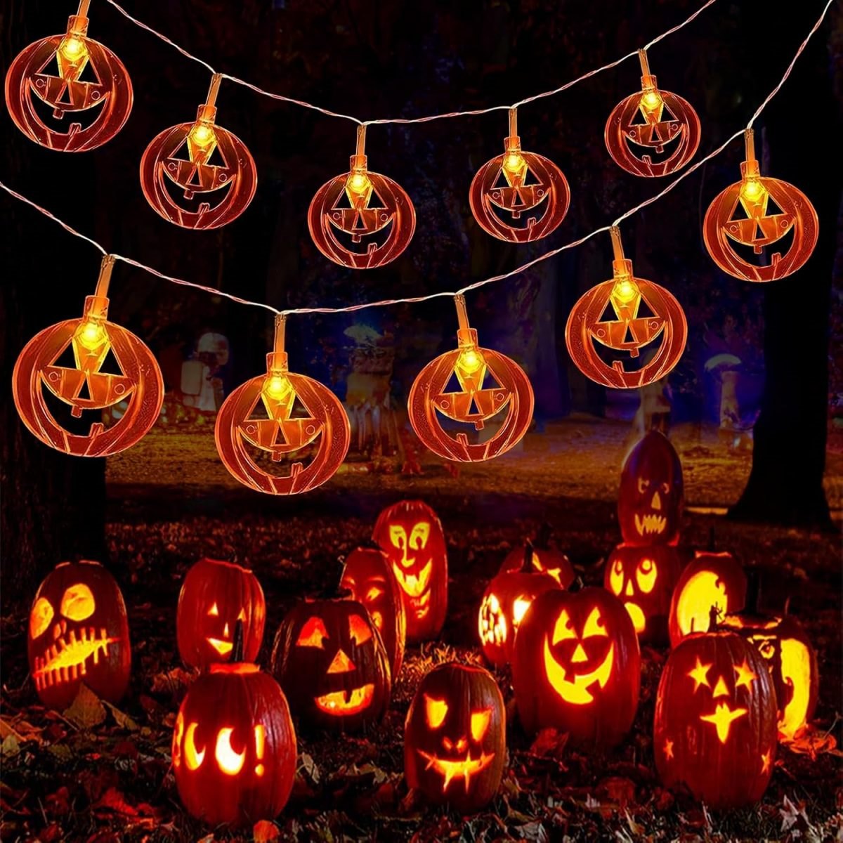 Halloween Led String Lights Orange - 1 шт. 20 светодиодов оранжевый плоский