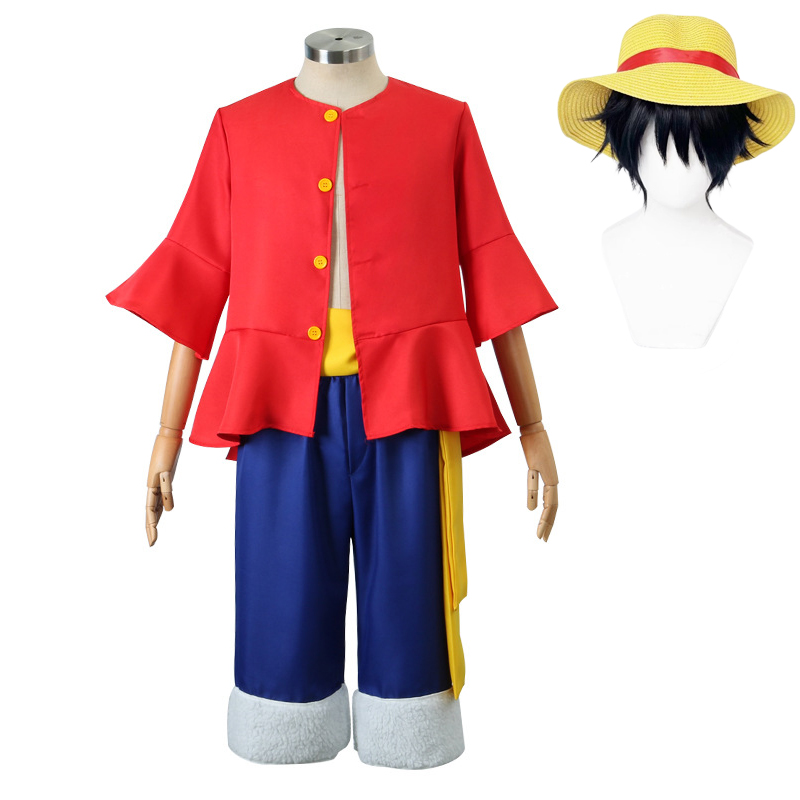 Halloween Costume Kids - Луффи Косплей Костюм Шляпа Парик Аниме