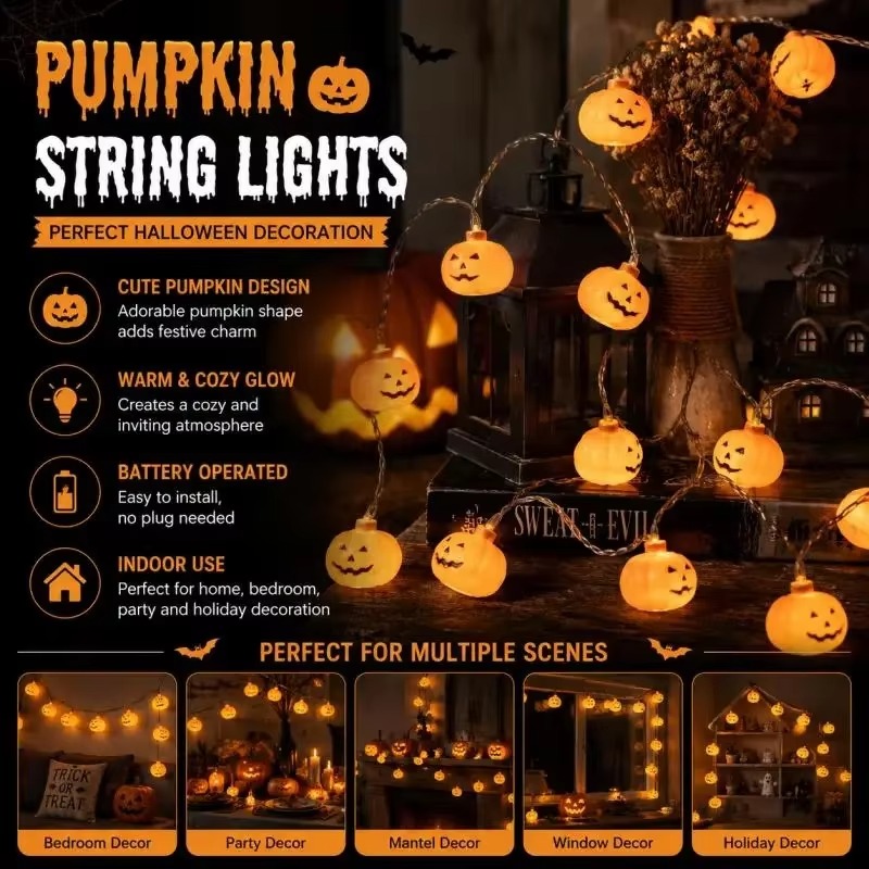 Halloween Pumpkin Decor Led - Светодиодная гирлянда в виде тыквы на