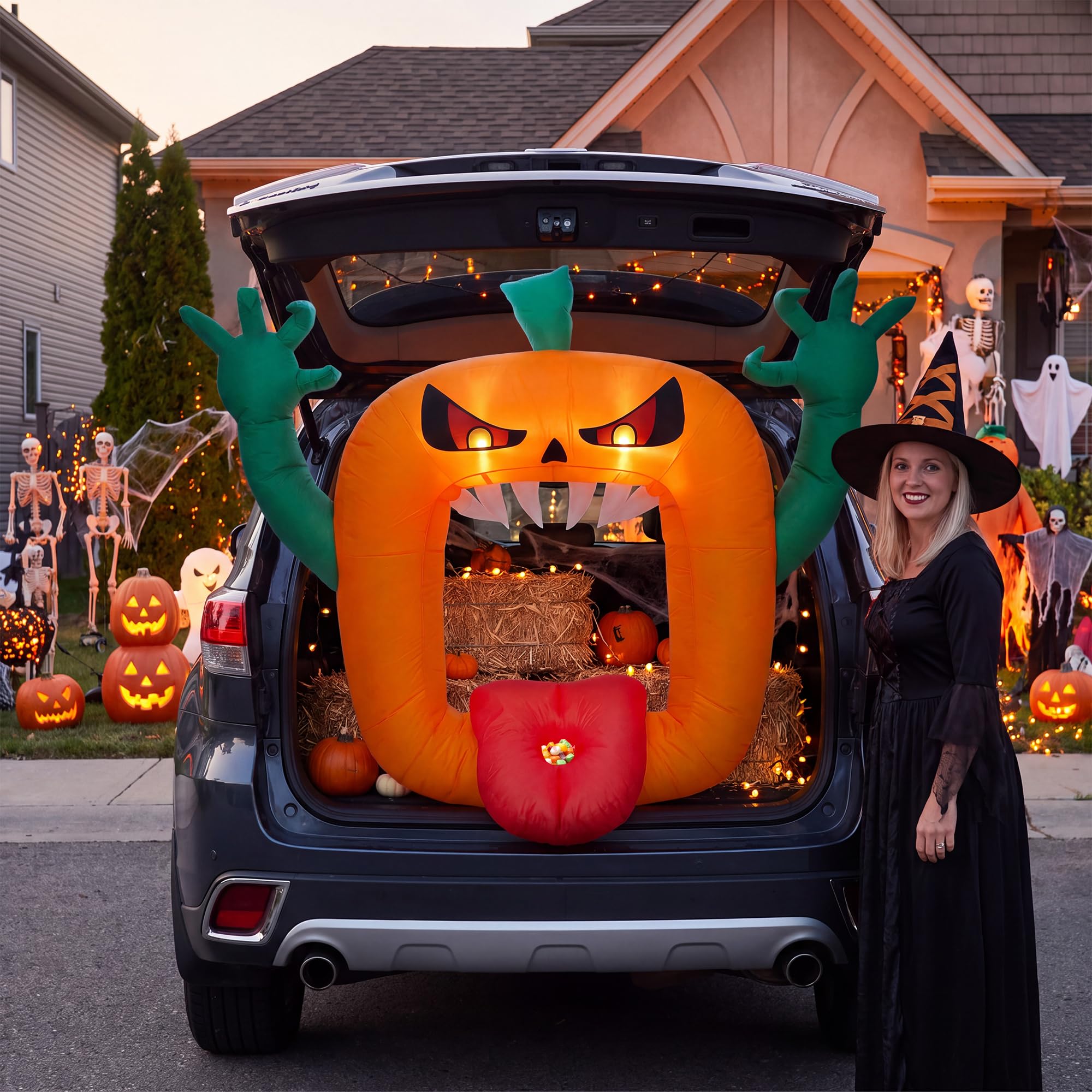 Halloween Pumpkin Decor Led - Надувная фигура в виде страшной тыквы