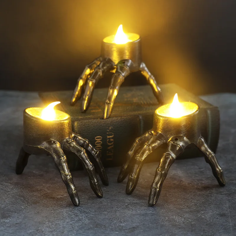 Halloween Skeleton Decoration - Хэллоуин разбить руку череп светодиодный фонарь-свеча