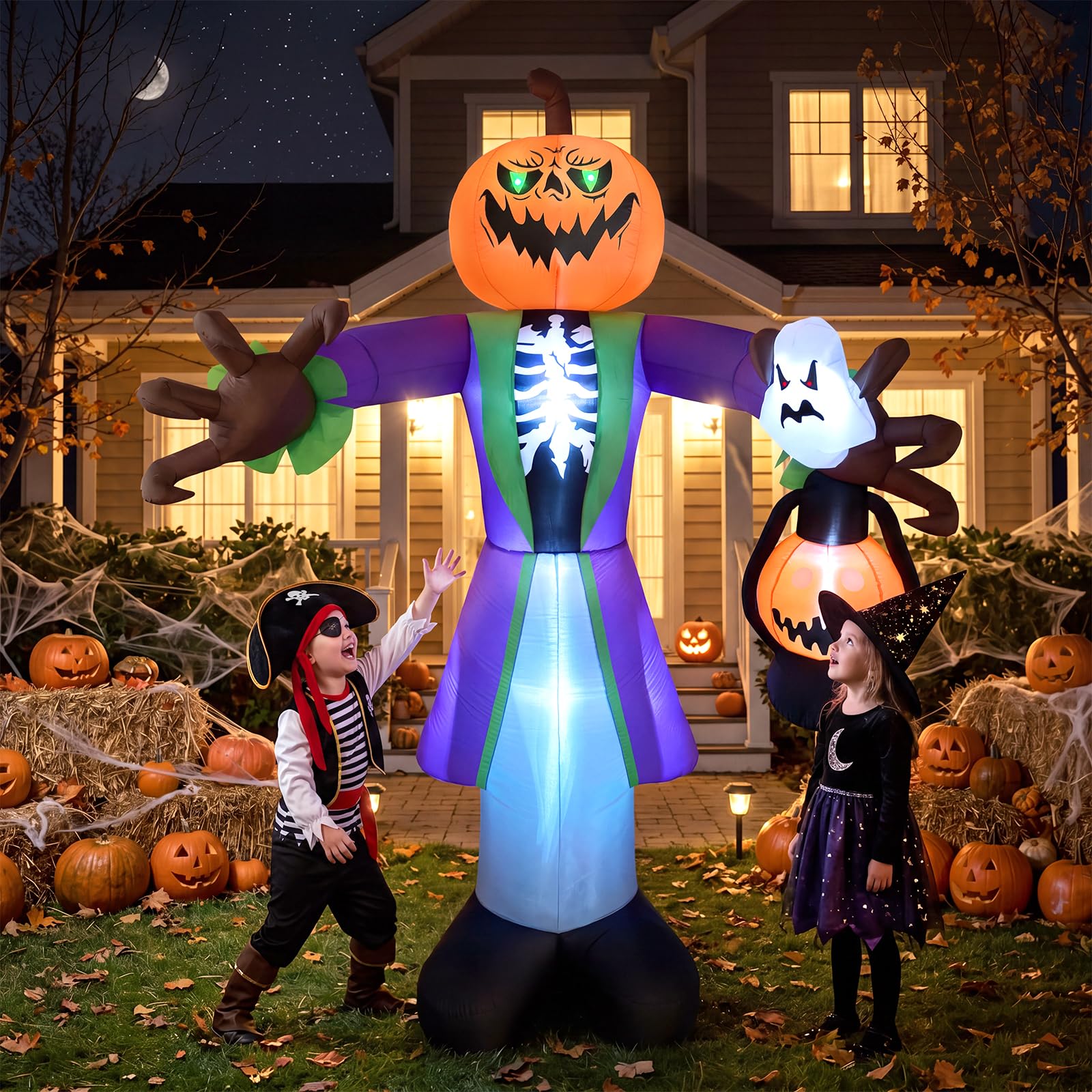 Halloween Pumpkin Decor Led - 8-футовая надувная тыква-зомби с подсветкой для