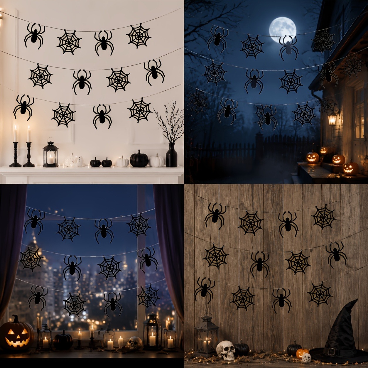 2 комплекта гирлянд-баннеров с – обзор и цена Spider Web Halloween Decoration