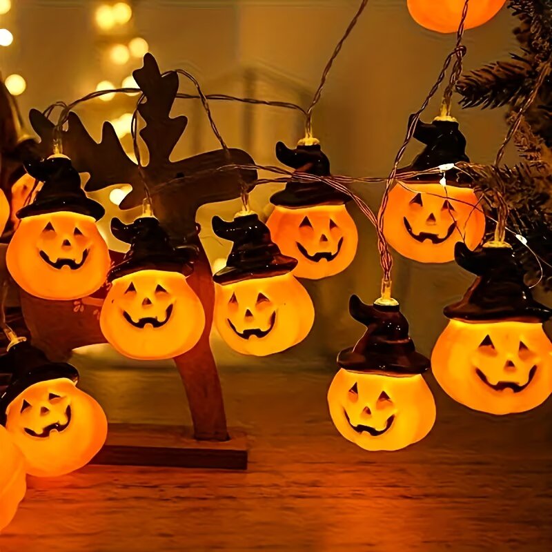 Гирлянда-фонарики на Хэллоуин  – обзор и цена Halloween Led String Lights Orange