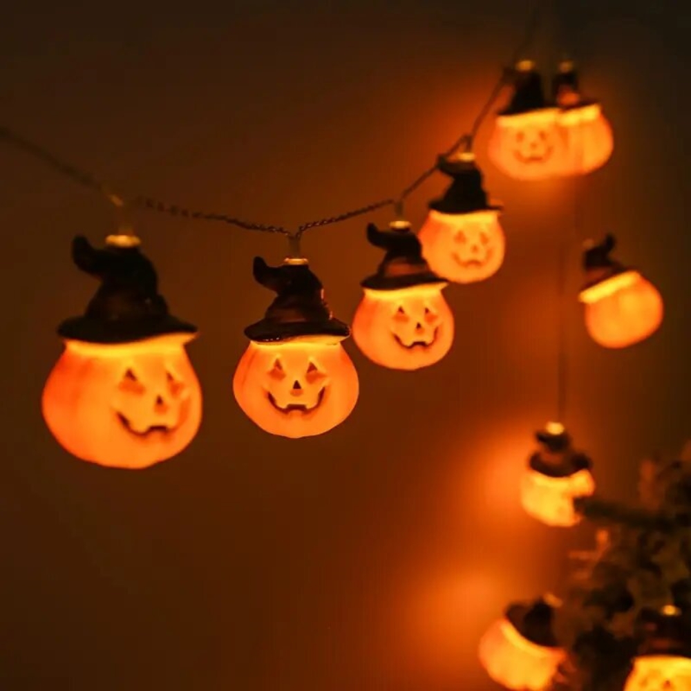 Гирлянда-фонарики на Хэллоуин  – обзор и цена Halloween Led String Lights Orange