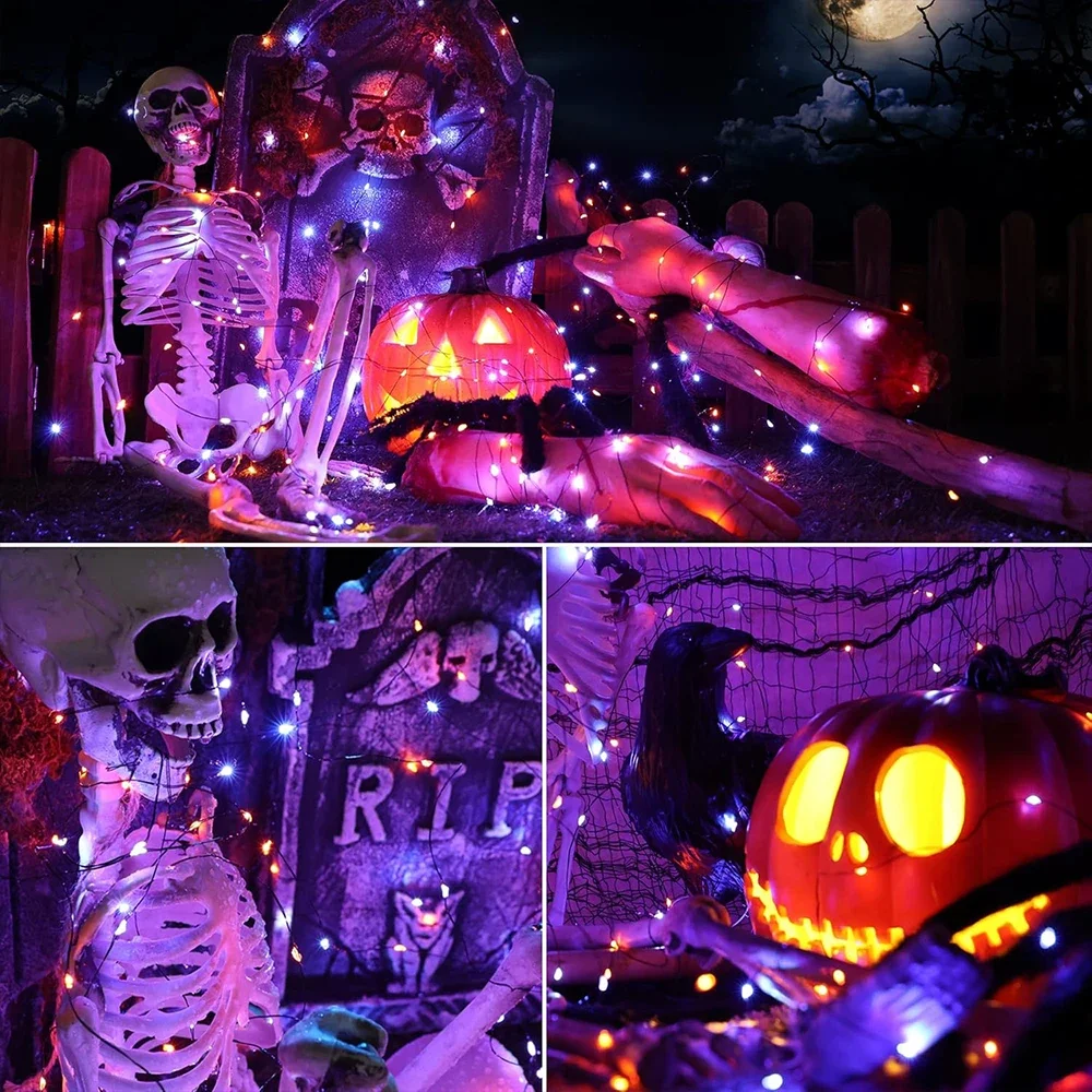 Гирлянда из медной проволоки,  – обзор и цена Halloween Led String Lights Orange