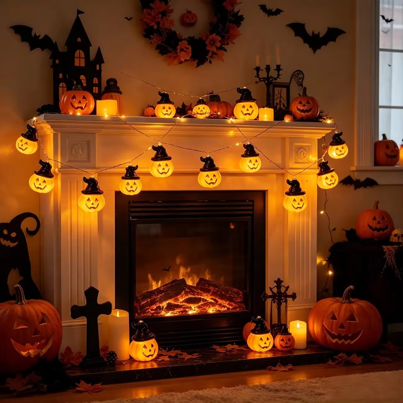Гирлянда в виде ведьминого шля – обзор и цена Halloween Led String Lights Orange