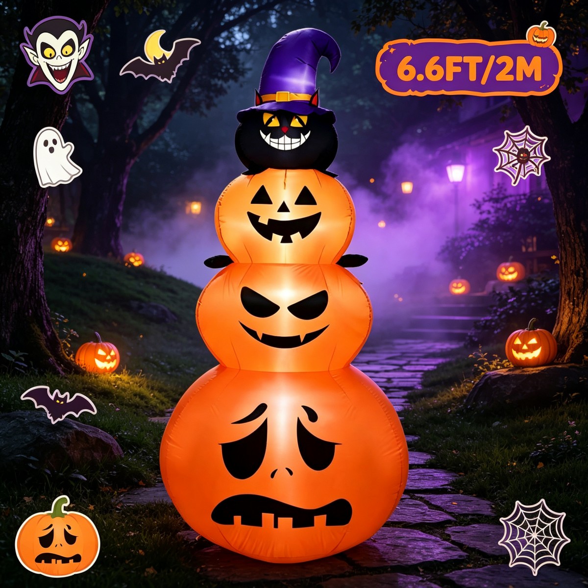 Уличные праздничные украшения  – обзор и цена Halloween Pumpkin Decor Led