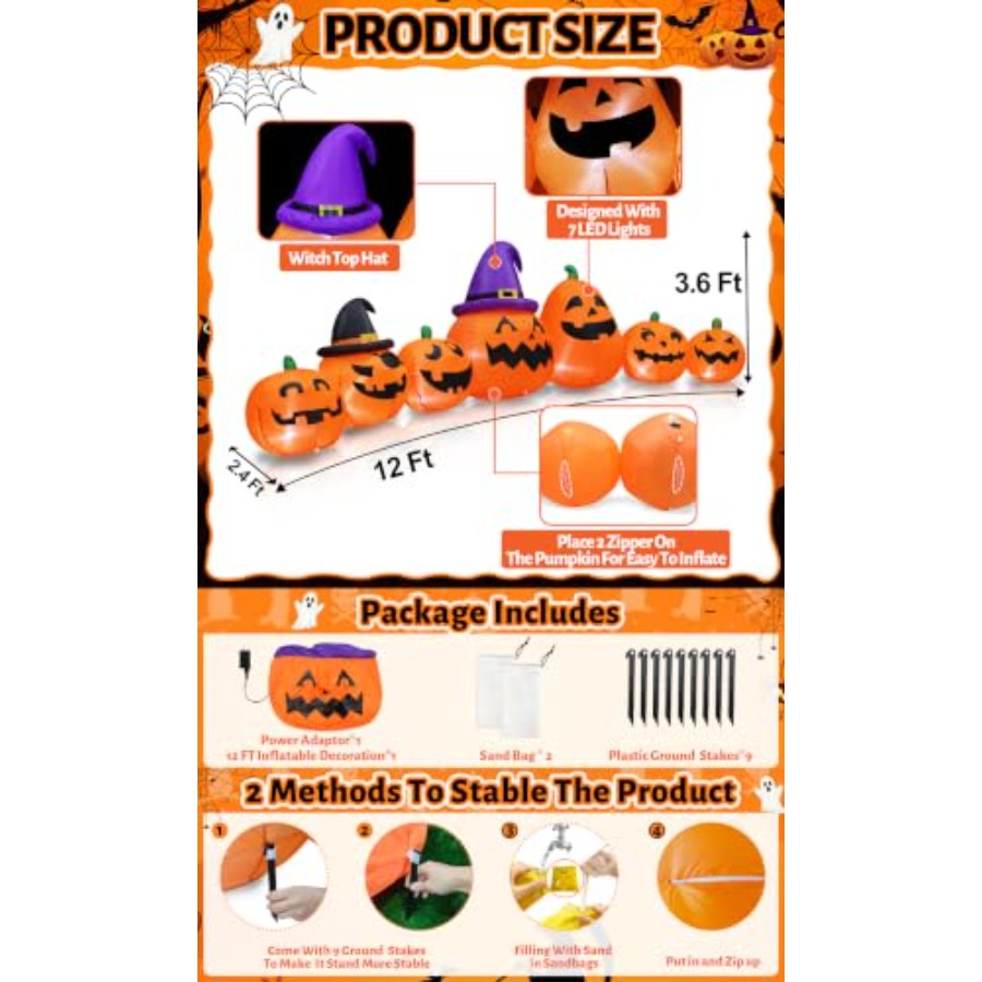 Надувной декор в виде тыквы дл – обзор и цена Halloween Pumpkin Decor Led