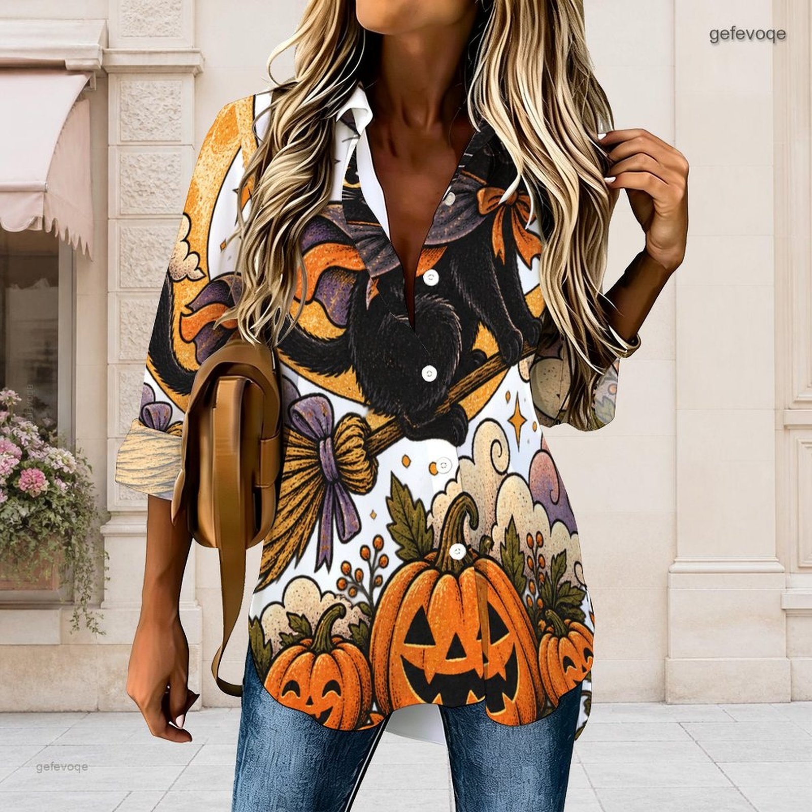 Женская рубашка с принтом на Х – обзор и цена Pumpkin Lantern Halloween